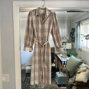 a new day Plaid Long Sleeve Dress - Brown and White